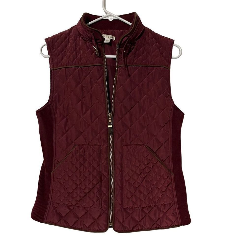 Miami Burgundy & Gold Quilted Vest Size S